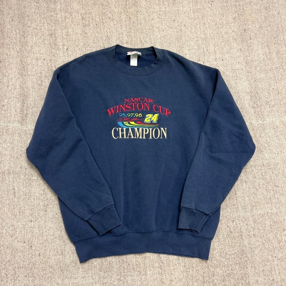 Vintage Jeff Gordon Sweatshirt Mens Large Blue 1990s Winston Cup Nascar